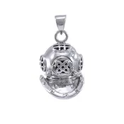 3D Large Historic Dive Helmet  ~ Sterling Silver Pendant