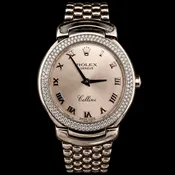 Rolex Ladies Cellini Ref: 6671/9 18 Karat White Gold Diamond bezel 26mm Quartz Circa 2004 — LOVEJOY ANTIQUES