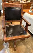 Antique Wooden Swivel Desk Chair