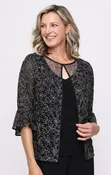 3/4 Sleeve Embroidered Mock Twinset