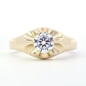 1.00 Carat Round Brilliant Diamond Men’s Ring in 14K Yellow Gold
