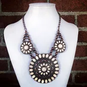 Copper white stone concho statement necklace