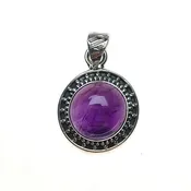 Amethyst Purple Quartz Natural Gemstone Sterling Silver Pendant