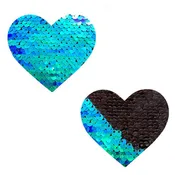 Ariel Green & Black Flip Sequin I Heart U Nipple Cover Pasties