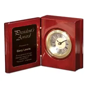 Rosewood Piano Finish Book Clock with Black Plate