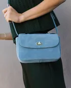 Clare V. Kathryn Bag in Desert Blue Suede