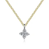 14kt Two-Tone Diamond Flower Pendant Necklace