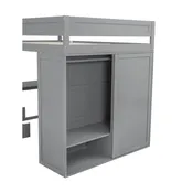 Grenen Loftbed met Kasten en Bureau