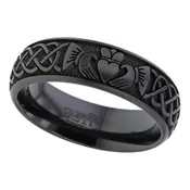 Black Celtic Claddagh with Interior Engraving Remake for Lisa — Unique Celtic Wedding Rings