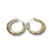 10K Gold New Orleans Hoop Earrings – Quarter Size