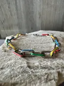 925 Sterling Silver Multi Color Enamel Paperclip Bracelet — Blueground