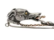 Amazing Antique Dog Motif Silver & Gold Chatelaine Watch