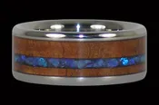Australian Opal Wood Inlay Titanium Ring Band