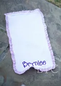 Burp Cloth with Pink and White Ruffle Trim