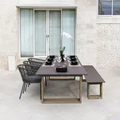 AIKO 94.5 x 38.5 DINING TABLE / TEAK BASE / HPL TOP