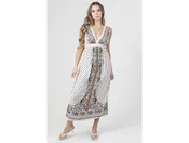 Angie Women's Lace Trim Open Back Maxi Dress