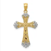 14K with Rhodium Reversible Cross Pendant