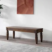 Canela Solid Pine Wood 55" Turned Leg Dining Bench Rustic Cinnamon