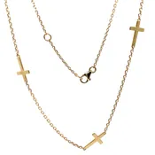 14K Yellow Gold 5-Station Sideways Cross Necklace