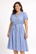 Blue Eyelet Midi Dress with Sleeves