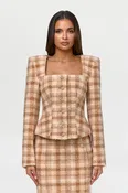 Bouclé Suiting Plaid Blazer