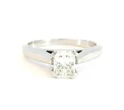 0.82 CT Radiant Cut Diamond Solitaire Ring Platinum 14k White Gold Size 6.5