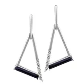 Alexandrite Earrings – Baguette, 14K White Gold, 12x2mm, 0.10 ctw diamonds