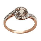 10KRG Round Morganite Ring