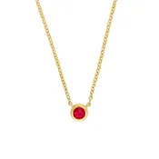 0.15ct 3mm Ruby Stone Bezel Necklace
