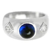 #18480 Blue Sapphire Cabochon and Diamond Ring