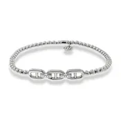 0.04Ct Diamond Chain Link and Stretch Bracelet in 18k White Gold