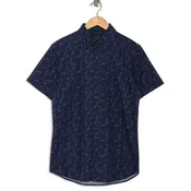 14th  Union X-LARGE button Down Shirt Print Blue CASUAL short sleeve BLOWN AWAY