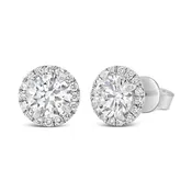 14K White Gold Lab Grown Diamond Halo Stud Earrings - 1.14 ct. total weight
