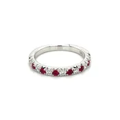 14K White Gold Alternating Ruby & Diamond Ring