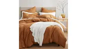 100% French Flax Linen - Queen Duvet Cover Set (Set of 3) - Caramel