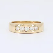 5 Stone Diamond Channel Band, 0.50cttw in 14K Yellow Gold, 6mm