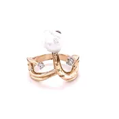 0.05ct Natural Diamond & Baroque Pearl Handmade 1970's Dinner Ring 14k Rose Gold