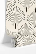 1 Panel of 24in (2ft) x 84in (7ft) Palm Trail Neutral Deco DISCOUNTED Peel and Stick Wallpaper 1096A