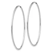 14k White Gold 40MM Polished Endless Tube Hoop Earrings