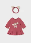 Baby Knit Dress with Headband - Red Bear