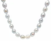 14kt White gold Grey Rice Pearl Necklace