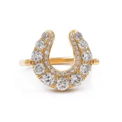 1.25 Ctw. Old Cut Diamond Horseshoe Swivel Signet Ring by Jillian Abboud