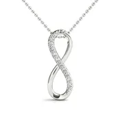 0.10CT Lab Diamond Infinity Pendant Necklace in 10K White Gold