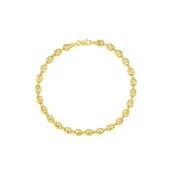 14K Gold Puff Mariner Chain Bracelet