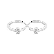 .03 CARAT CERTFIED LAB GROWN DIAMONDS STERLING SILVER RHODIUM PLATED 10 MM EARRINGS HOOPS