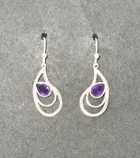 Amethyst Earrings with Faceted Stones, Layered Teardrop