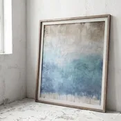 45" x 45" Wall Art, Blue and Gray Tones, Coastal Beach House Print
