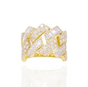 Alternating Baguette & Round Diamond Cuban Link Ring