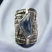 Blue Tourmaline Banana Armadillo Ring