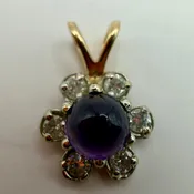 14k Amethyst and Diamond Flower Pendant